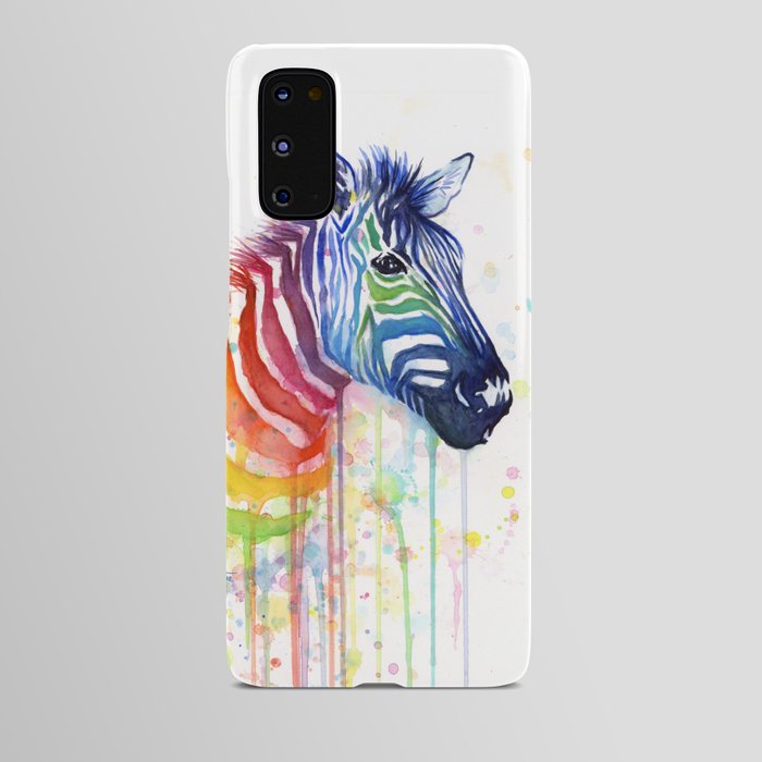 Zebra Rainbow Watercolor Whimsical Animal Android Case