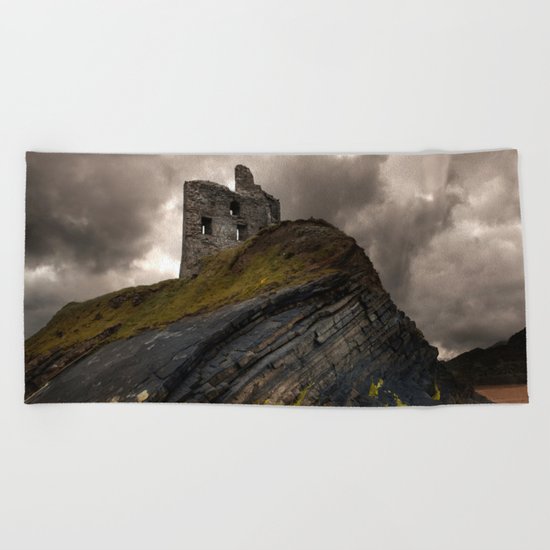 Forgotten castle in western Ireland Beach Towel
