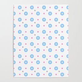 Wild polka dot 31- grey, blue and pink Poster