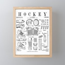 Ice Hockey Player Winter Sport Vintage Patent Print Framed Mini Art Print