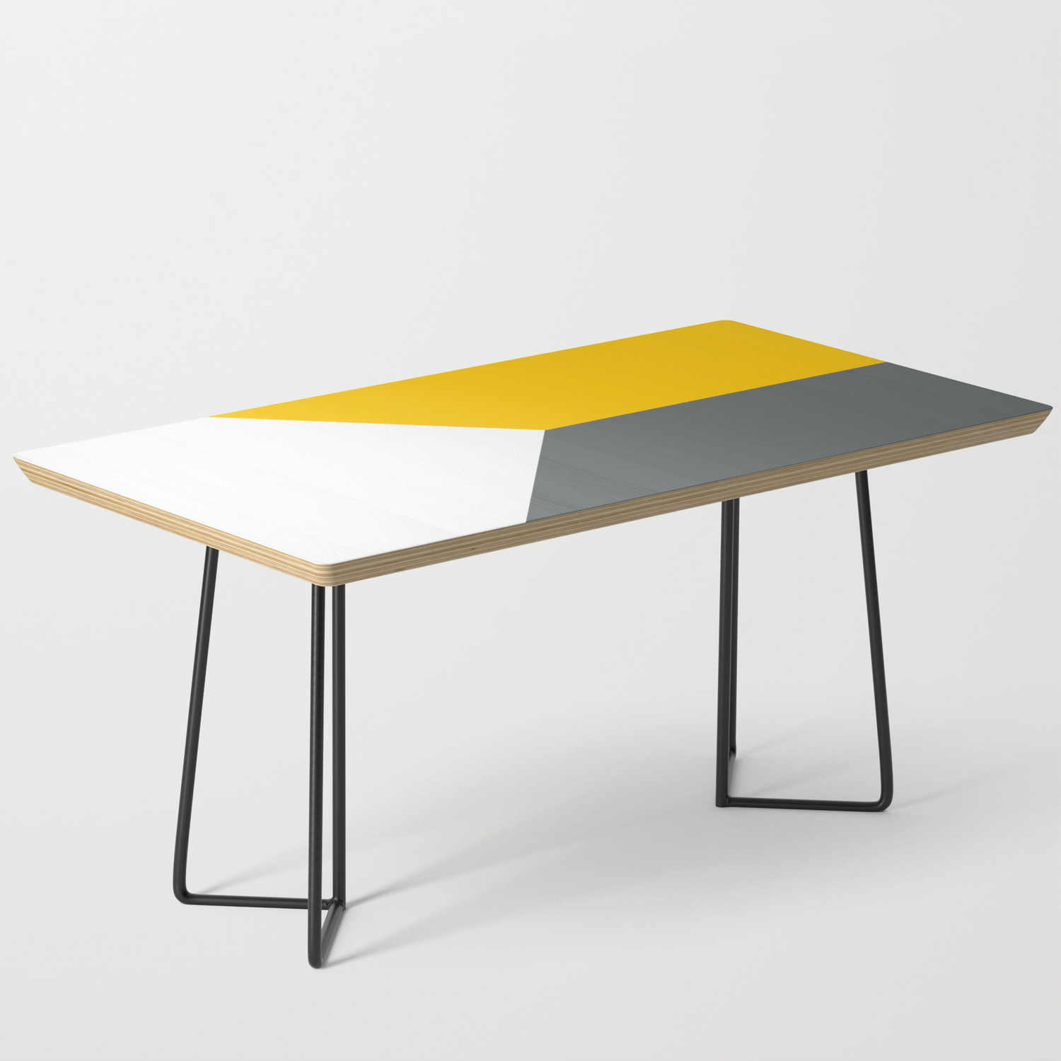 Yellow Grey White Abstract Geometric Art Coffee Table By Koovox