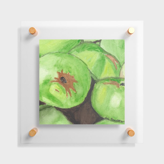 Green Delight Watercolor Painting of a Pile of Green Apples Floating Acrylic Print