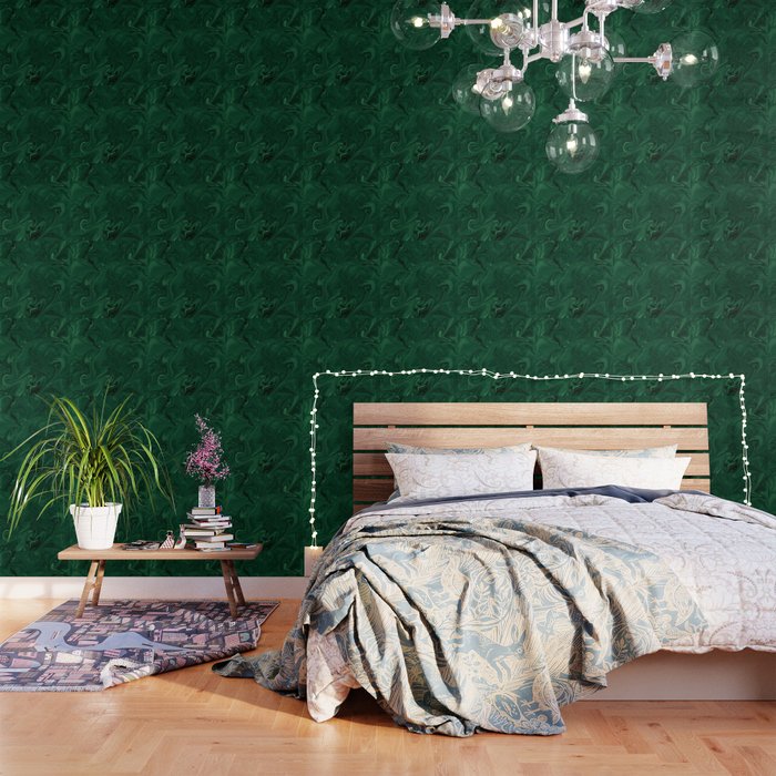 Modern Cotemporary Emerald Green Abstract Wallpaper