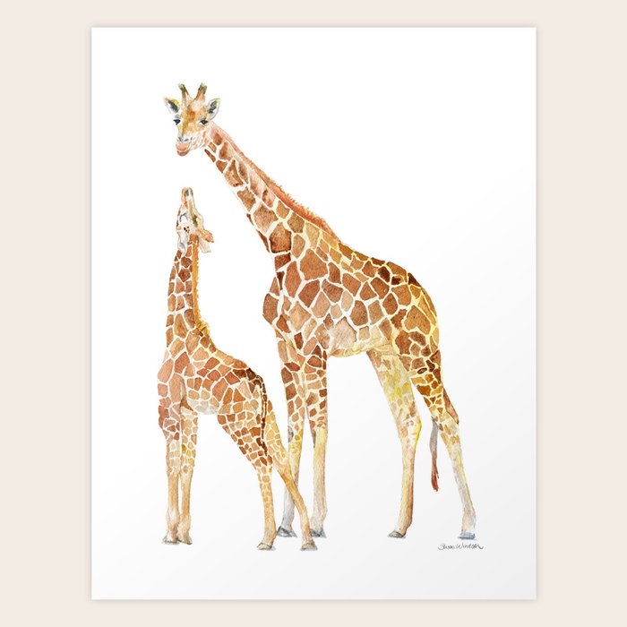 Mother and Baby Giraffes Art Print by Susan Windsor Society6