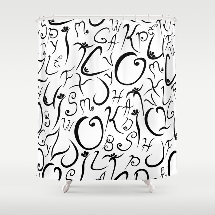 Elvish-Inspired Type Design Shower Curtain