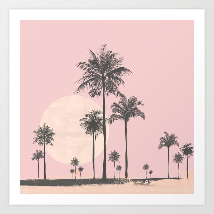Tropical Sunset In Peach Coral Pastel Colors Art Print