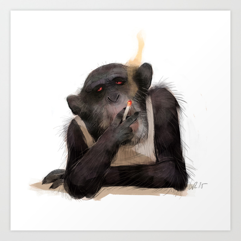 Smoking Monkey Art Print By Wiebkerauers Society6