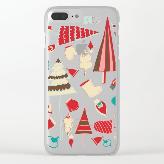 Vintage Christmas Pink Clear iPhone Case