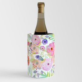 Pretty watercolor hand paint abstract floral Wine Chiller