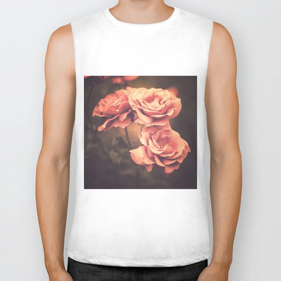 Three Pink Roses (Vintage Flower Photography) Biker Tank