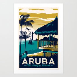 aruba vintage travel poster Art Print