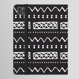 Zesty Zig Zag Bow Black and White Mud Cloth Pattern iPad Folio Case