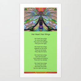 Her Heart Has Wings With Poem By Sharon Cummings Art Print