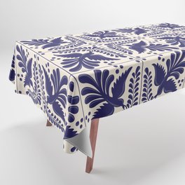 Mexican Talavera With Blue Birds Pattern by Akbaly Tablecloth