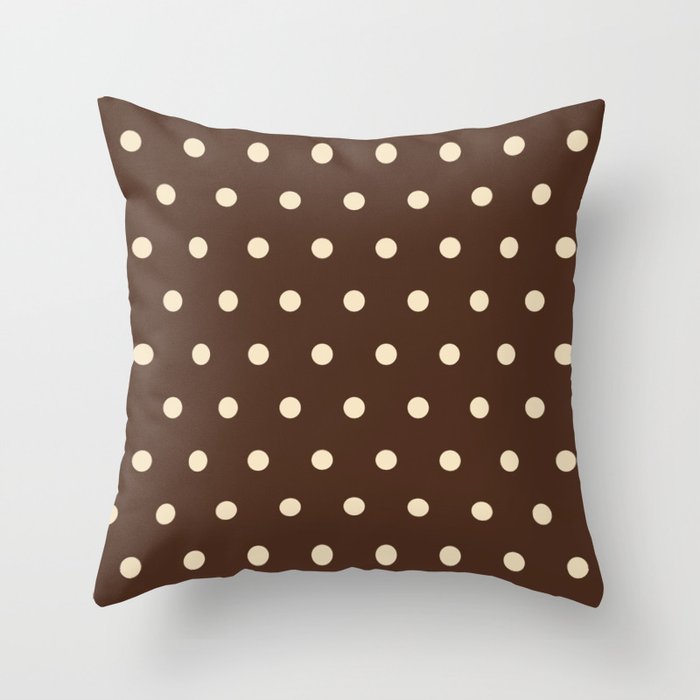 Vintage polka dots baroque brown & cream Throw Pillow