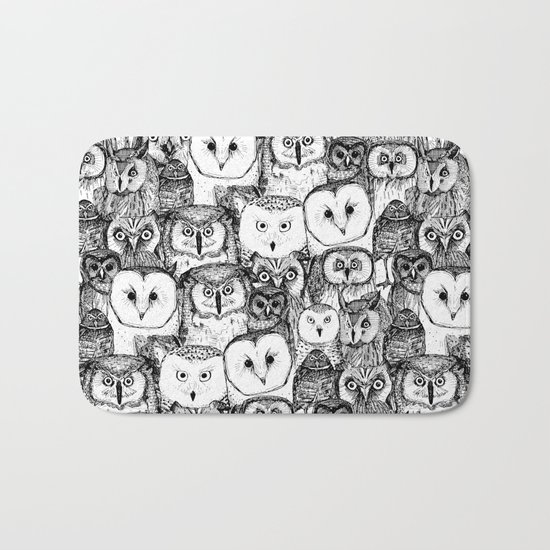 just owls black white Bath Mat
