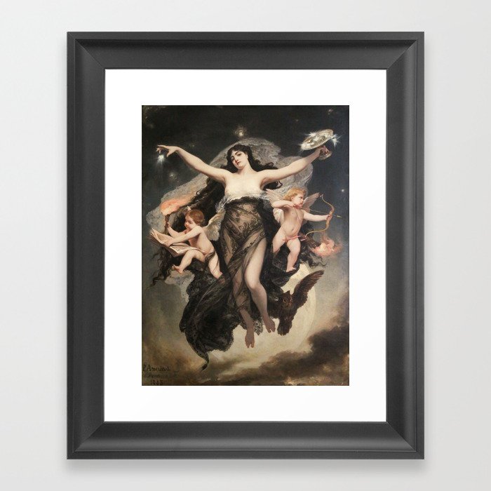 Pedro Americo, The night accompanied by the geniuses of study and love, 1883 Framed Art Print