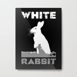 Abstract White Rabbit Metal Print | Music Art, Tetx Art, White Rabbit, Funny, Minimalism, Graphicdesign, Semi Abstarct, Rock Music, Illustration, Fun 