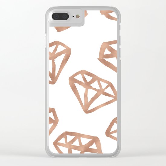 Rose gold diamond print Clear iPhone Case