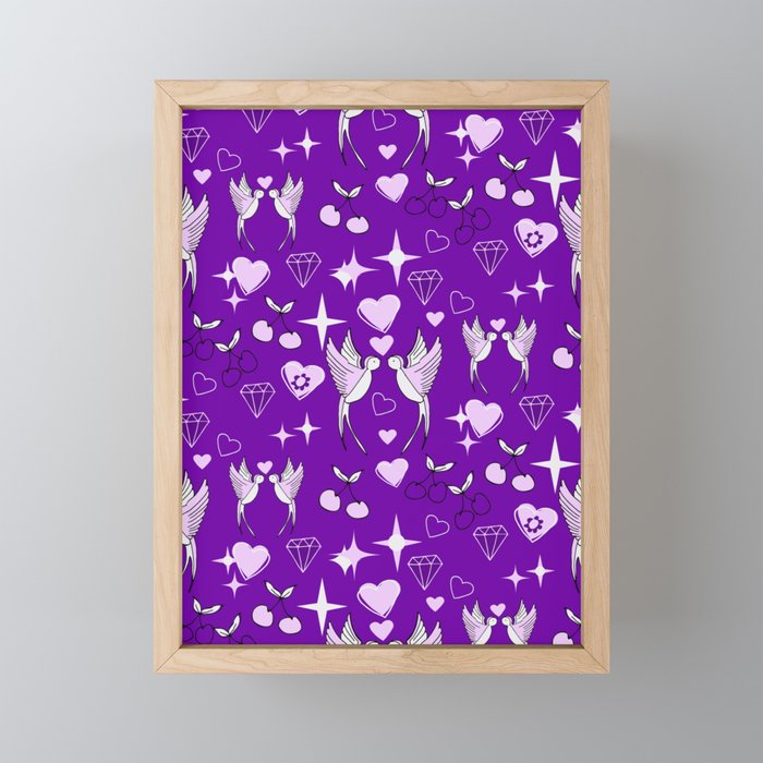 Kitsch Valentine Purple Framed Mini Art Print