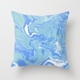 Blue And Teal Marble Throw Pillow