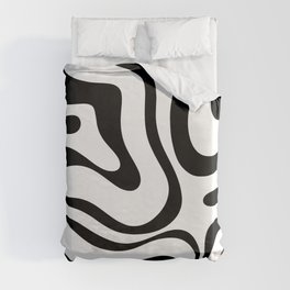 Zebra Swirl Abstract Pattern in Black and White Duvet Cover