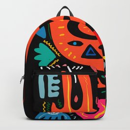Orange Totem Graffiti Abstract Tribal Art Backpack
