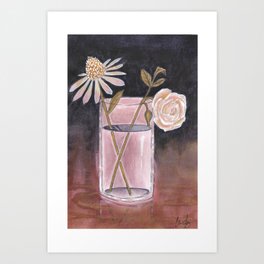 Echinacea And Rose Art Print