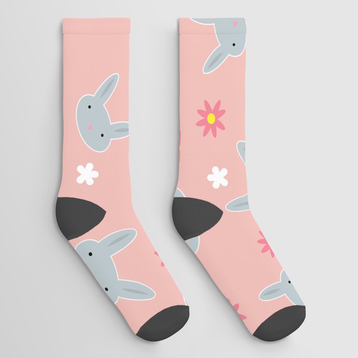 Cute Cute  Bunny - Pink Socks