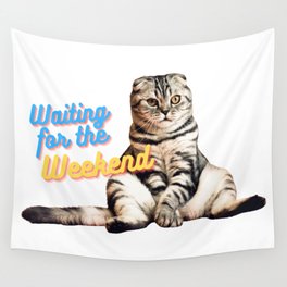 cute cat sit waiting for weekend lazy funny Wall Tapestry