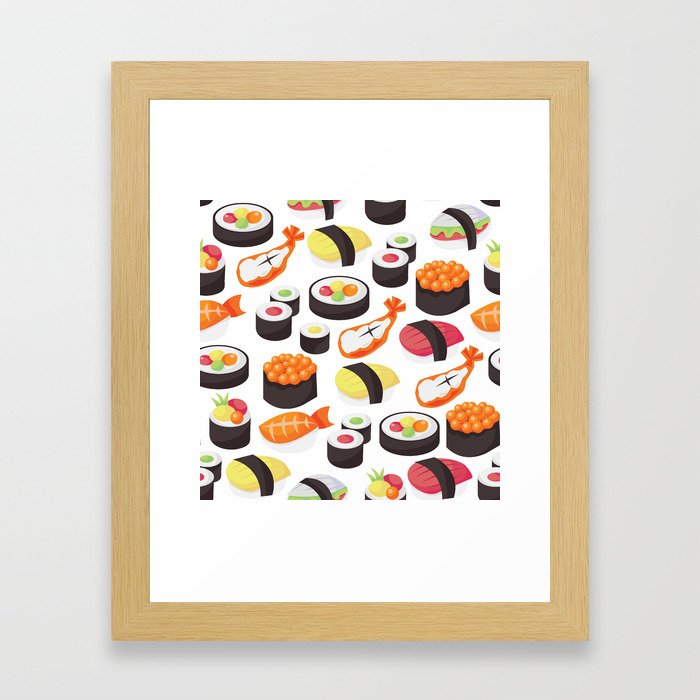 Sushi Pattern Framed Art Print