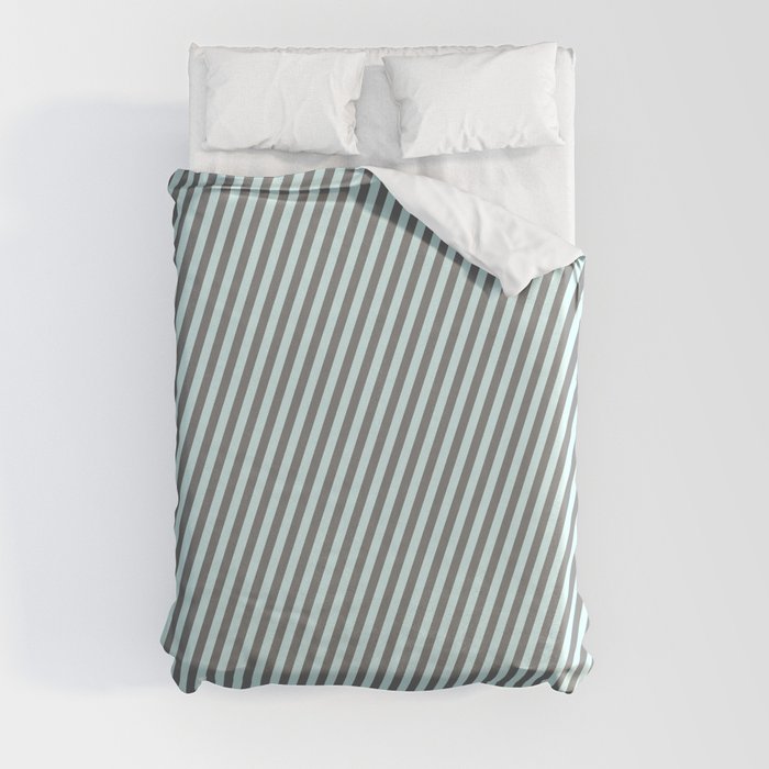Light Cyan & Gray Colored Lined/Striped Pattern Duvet Cover