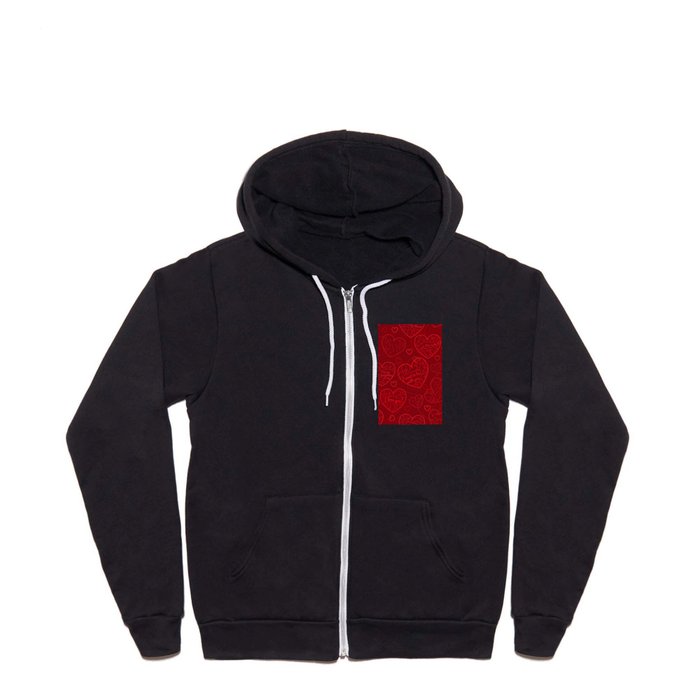 Red Love Heart Collection Full Zip Hoodie
