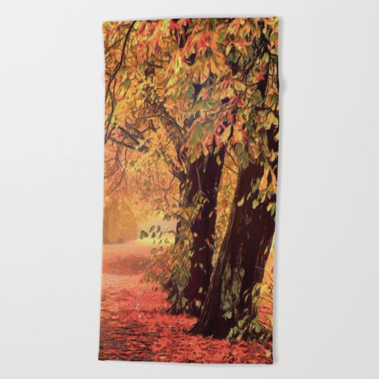Autumn - the leaves are falling Beach Towel