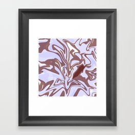 Periwinkle Blue And Rosewood Liquid Marble Abstract Pattern Framed Art Print