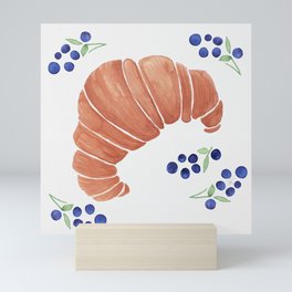 Croissant with Blueberries Mini Art Print