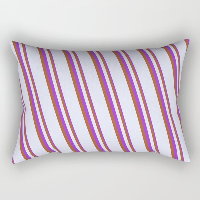 Dark Orchid, Sienna & Lavender Colored Stripes Pattern Rectangular Pillow