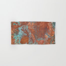 Tarnished Metal Copper Aqua Texture - Natural Marbling Industrial Art  Hand & Bath Towel