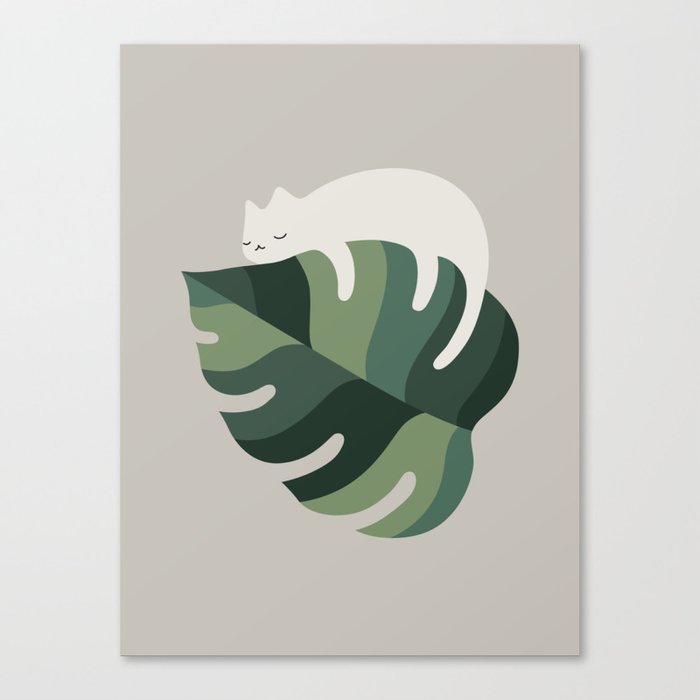 Cat and Plant 10 Canvas Print