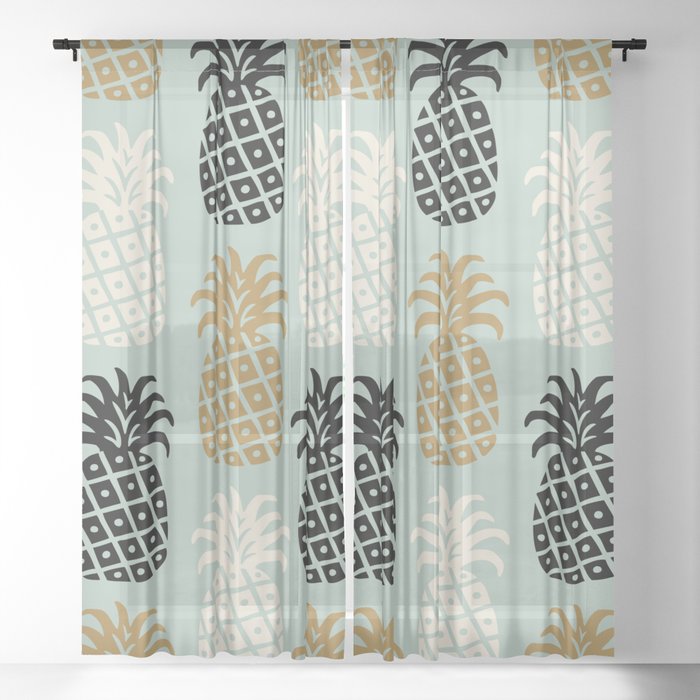 Retro Mid Century Modern Pineapple Pattern 78 Sheer Curtain