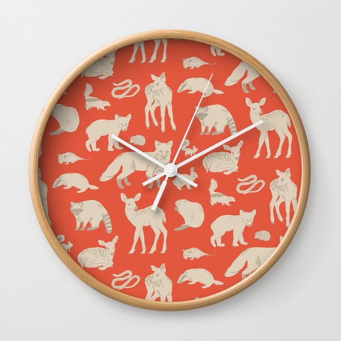 Animal Habitat-Red Wall Clock