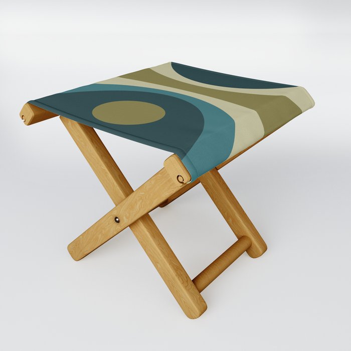 Colorful geometric composition - green Folding Stool