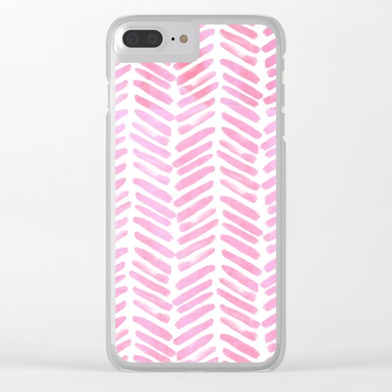 Handpainted Chevron pattern - pink and pink ;) Clear iPhone Case
