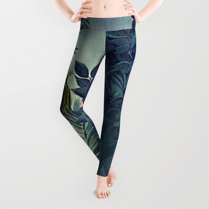 The Equatorial Jungle with Lions by Henry Rousseau Leggings