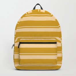 [ Thumbnail: Tan and Goldenrod Colored Stripes Pattern Backpack ]