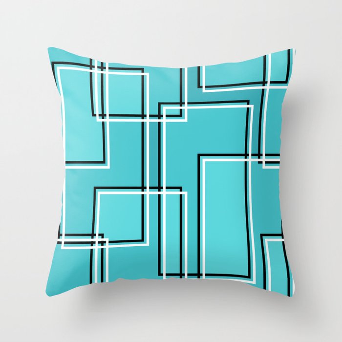 Turquoise Modern Abstract Geometric Rectangle Pattern Throw Pillow