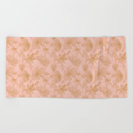 Vintage Florals - Pink and Gold Beach Towel
