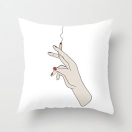 Hand Girl Smoking Joint Throw Pillow