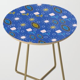 Midnight floral midcentury pattern Side Table