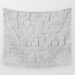 White Brick Wall (Black and White) Wall Tapestry